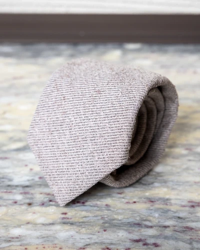 Krawat bawełniano-wełniano-lniany w kolorze beżowym