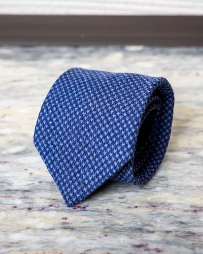 Krawat wełniany niebieski w pepitę