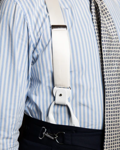 Szelki jedwabne białe gładkie