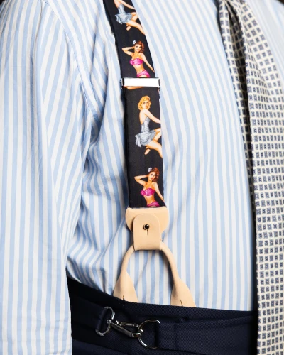 Szelki jedwabne czarne Pin up girls