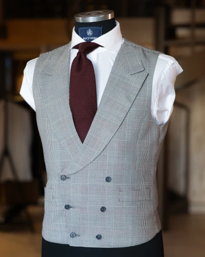 Szara kamizelka w kratę Dormeuil