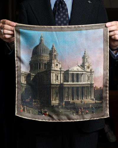 Poszetka jedwabna z dziełem sztuki "Katedra św. Pawła w Londynie" - Canaletto